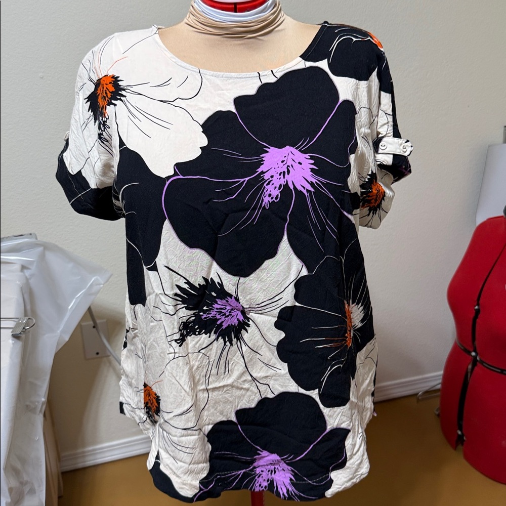 Next Black and Orange Floral Top